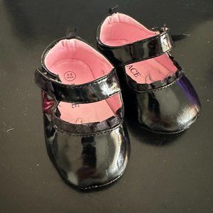 Children's Place Black Patent Leather Baby Ballet Slippers Sz 3-6 mons
